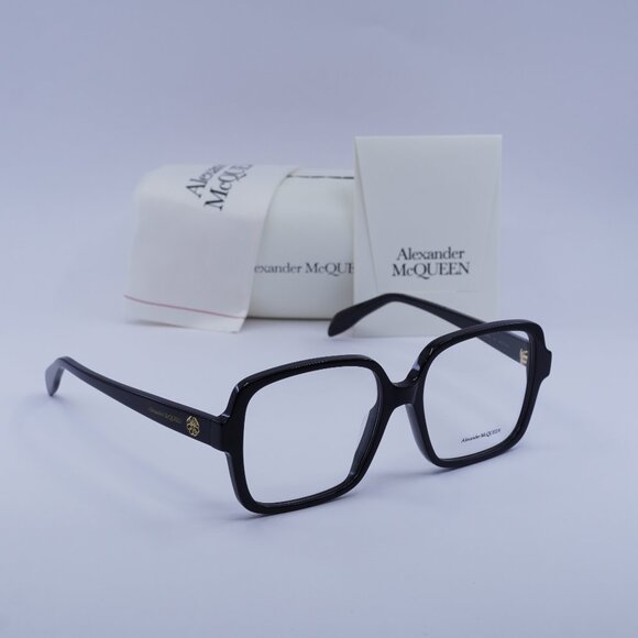 Alexander McQueen AM0286O 001 Square Eyeglasses 55mm - Black - Picture 1 of 11